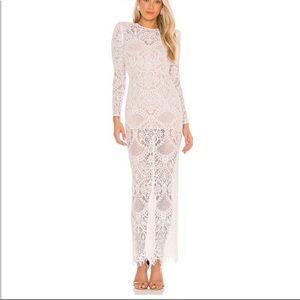 Bronx & Banco white lace maxi dress backless